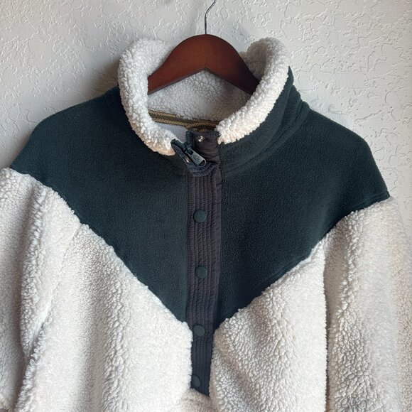 Free People Fall To Rise Fleece Quarter Snap Sweater Ivory Green Size L - Picture 4 of 10